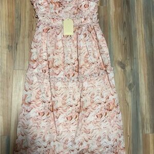 Pink floral midi dress